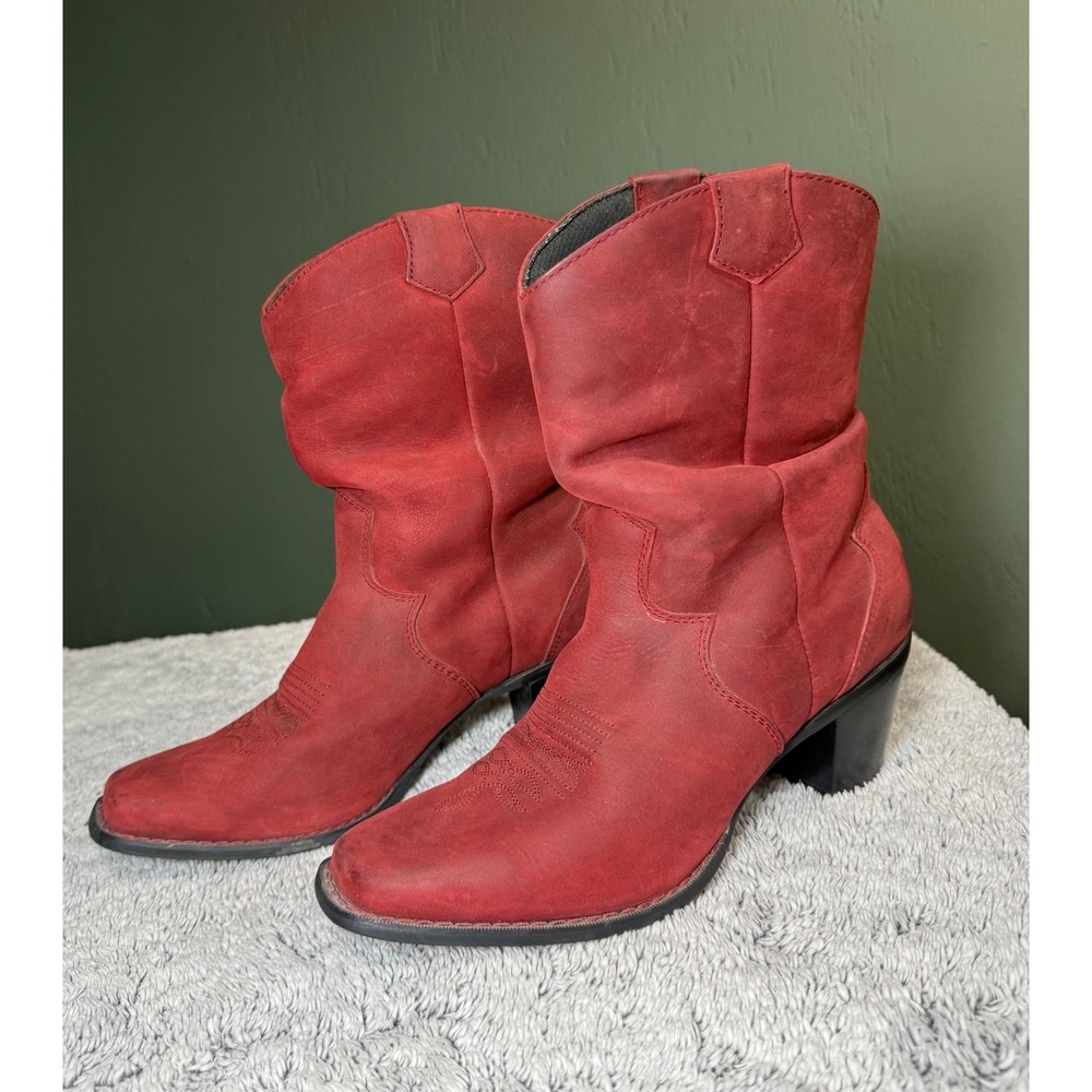 Durango Crush Red Slouch Western Boots Sample Sales RD8445‎ Womens Size 7 Rare
